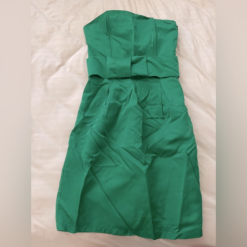 Green H&M cocktail tube top / strapless dress with bow